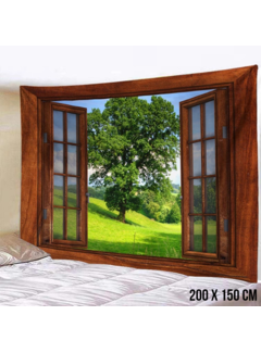 Allernieuwste.nl® Wandkleed XL Extra Raam Bos Landschap  - 200 x 150 cm