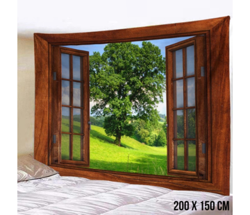 Allernieuwste.nl® Wandkleed XL Extra Raam Bos Landschap  - 200 x 150 cm