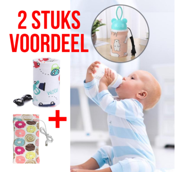 Allernieuwste.nl® 2 Stuks USB Baby Fles Verwarmer - Donuts + Auto's