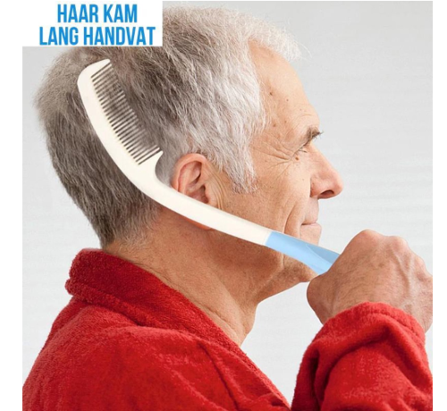 Allernieuwste.nl® Allernieuwste Lange Steel Haar Kam - Lange Handgreep - Beperking Handicap Artritis - Ergonomisch - Haarkam