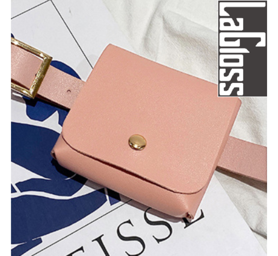 Fashion Bag Tas Mode Roze - Klein Modisch Heup Riem Tasje - Type Lil Bag - Imitatie leer HeupTas Roze - 10x9x2.5 cm