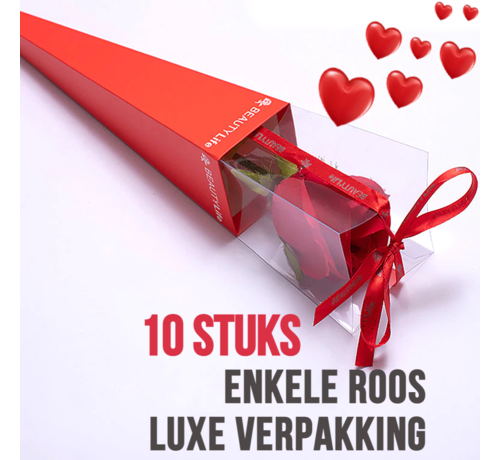 Allernieuwste.nl® Allernieuwste 10 STUKS Luxe ROOS Verpakkingen ROOD - Valentijn Rozen Gift - Enkele Roos Display Doos - 40 x 7 cm - Rood