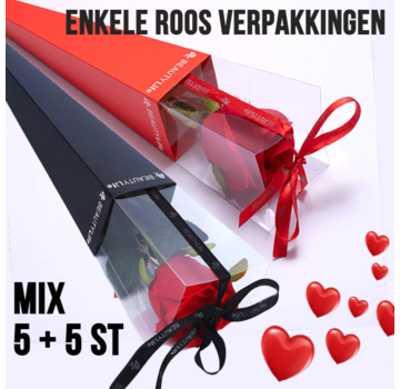 Allernieuwste.nl® 10 STUKS Luxe ROOS Verpakkingen - ZWART + ROOD