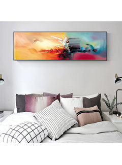 Allernieuwste.nl® Canvas Schilderij KLEUR EXPLOSIE B  - 50 x 150 cm