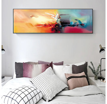 Allernieuwste.nl® Canvas Schilderij KLEUR EXPLOSIE B  - 50 x 150 cm