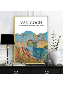 Allernieuwste.nl® Canvas Schilderij Vincent Van Gogh - Brug van Langlois - 50 x 70 cm