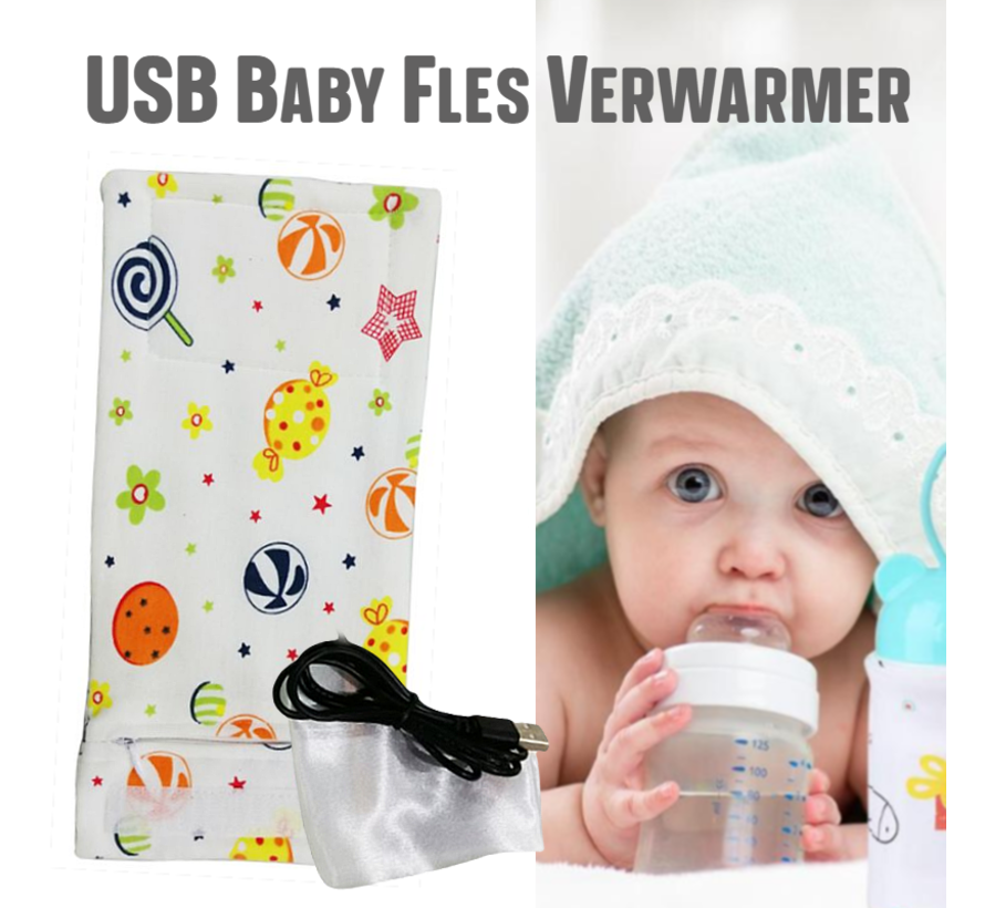 Allernieuwste USB Baby Fles Warmer model Lollie - Heater - Reisaccessoire - Draagbaar - Klittenband - Kleur