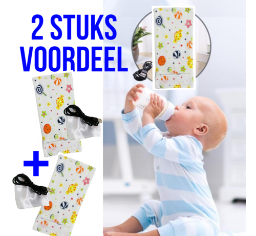 Allernieuwste.nl® Allernieuwste 2 STUKS USB Baby Fles Warmer model Lollie - Heater - Reisaccessoire - Draagbaar - Klittenband - Kleur