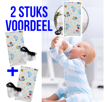 Allernieuwste.nl® 2 Stuks USB Baby Fles Verwarmer - Blauwe Auto's