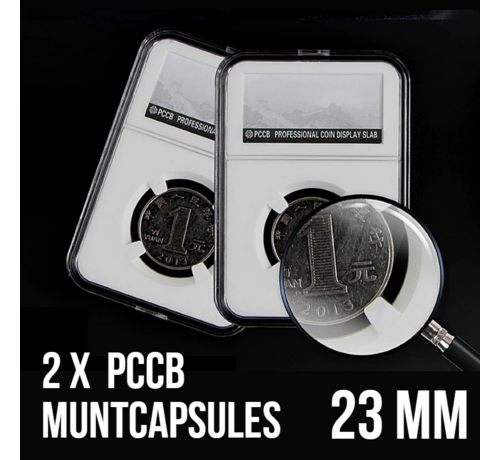 Allernieuwste.nl® Allernieuwste 2 Stuks PCCB Muntcapsules Ø 23 mm Transparante Munt Capsules - PCCB Munthouders voor gouden en zilveren munten, penningen, tokens - 23 mm