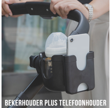 Allernieuwste.nl® Universele Bekerhouder PLUS Telefoonhouder  - ZWART