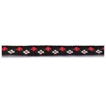 Allernieuwste.nl® Fournituren- Geweven Sierband  Bloemen Zwart - 0.8cm breed - Lengte 19.5m