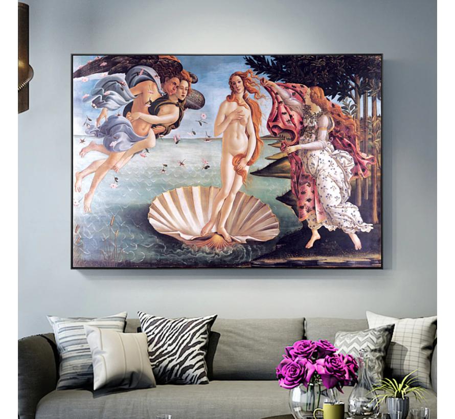 Allernieuwste.nl® Canvas Schilderij Sandro Botticelli De Geboorte van Venus - kunstwerk - Woonkamer - Poster - 60 x 90 cm - Kleur