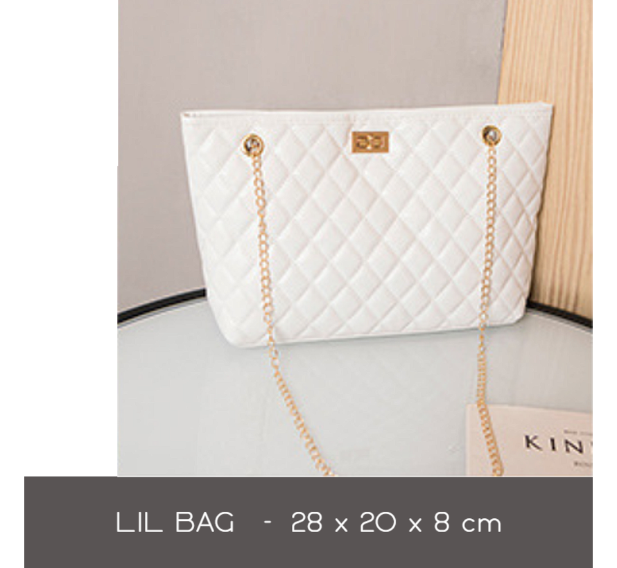 Lagloss Fashion Bag Tas Mode Wit - Geborduurd Tasje - Type Lil Bag - Combi SchouderTas - Straatmode - 33x20x8 cm