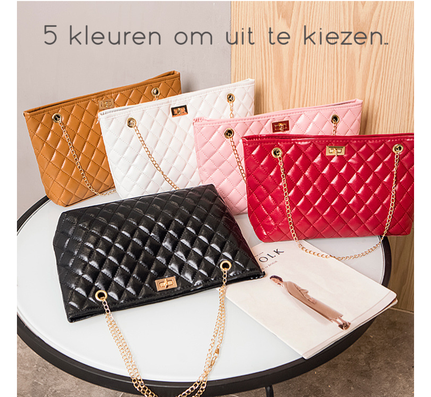 Lagloss Fashion Bag Tas Mode Rood - Geborduurd Tasje - Type Lil Bag - Combi SchouderTas - Straatmode - 33x20x8 cm