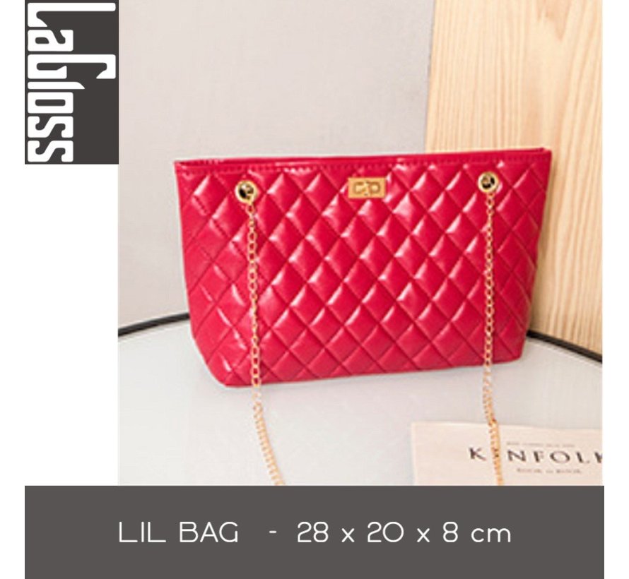 Lagloss Fashion Bag Tas Mode Rood - Geborduurd Tasje - Type Lil Bag - Combi SchouderTas - Straatmode - 33x20x8 cm