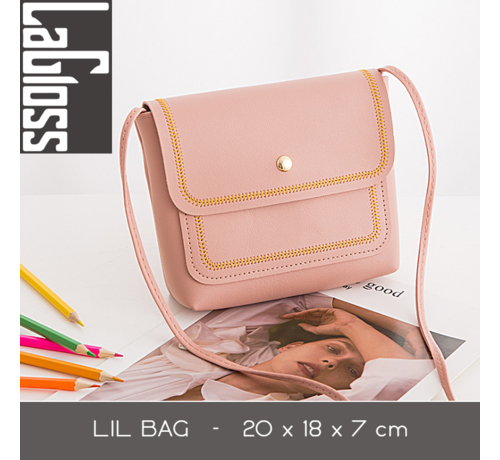 LaGloss® Lagloss Fashion Bag Tas Mode Roze - Klein Modisch Vierkant Tasje - Type Lil Bag - Stiksels SchouderTas - 20x15x6 cm