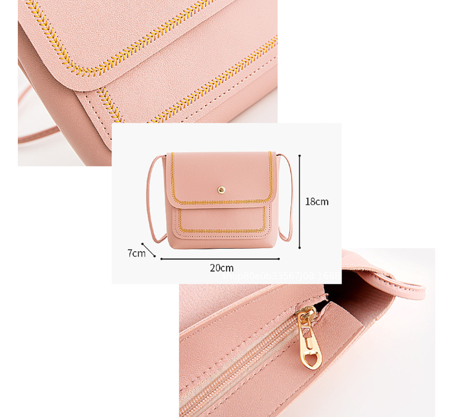 Lagloss Fashion Bag Tas Mode Mint - Klein Modisch Vierkant Tasje - Type Lil Bag - Stiksels SchouderTas - 20x15x6 cm