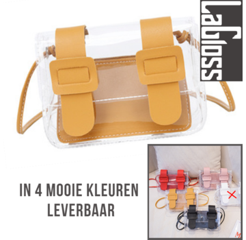 LaGloss® Modisch Transparant Tasje + Losse Binnentas - Oker Geel