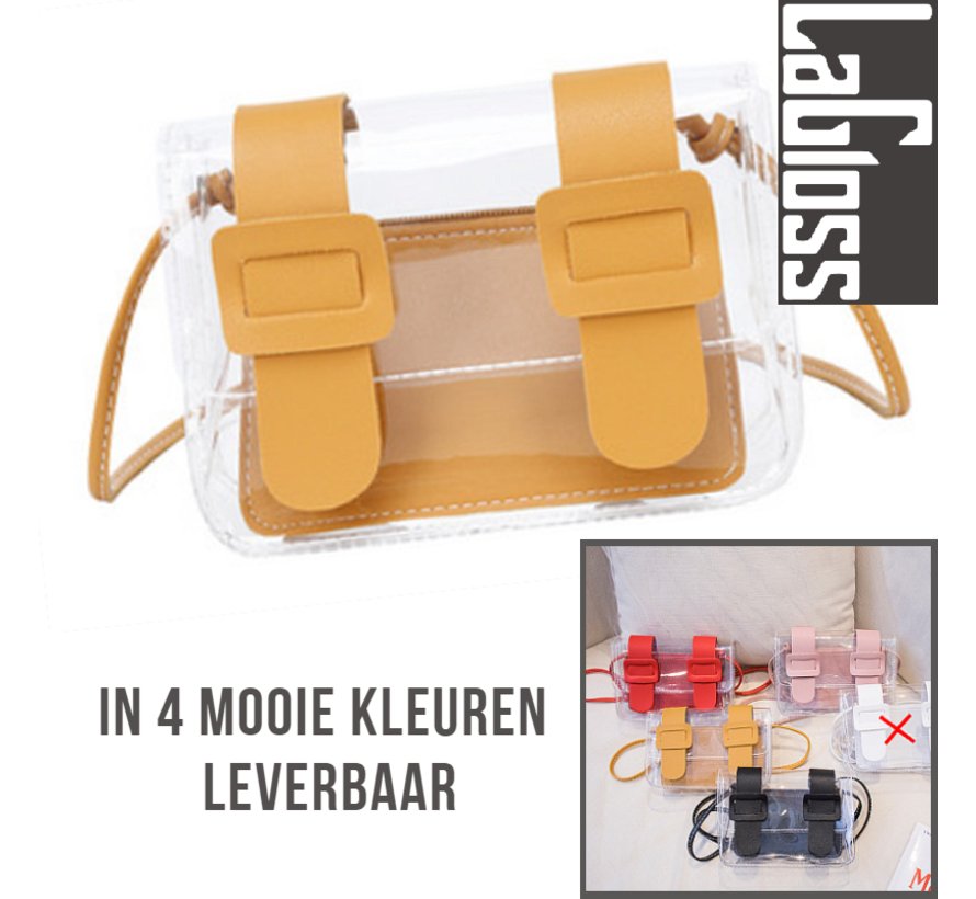 Lagloss Fashion Bag Tas Mode Oker Geel - Klein Modisch Transparant Tasje met Losse Binnentas - Type Lil Bag - Doorzichtige SchouderTas - 17x11x6 cm