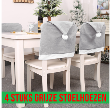 Allernieuwste.nl® 4 Stuks Kerst Stoelhoezen - 58x50cm - GRIJS