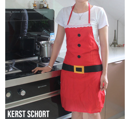 Allernieuwste.nl® Allernieuwste® Kerst Schort Keukenschort Kerstschort Volwassenen - Rood-Wit 100 x 52 cm