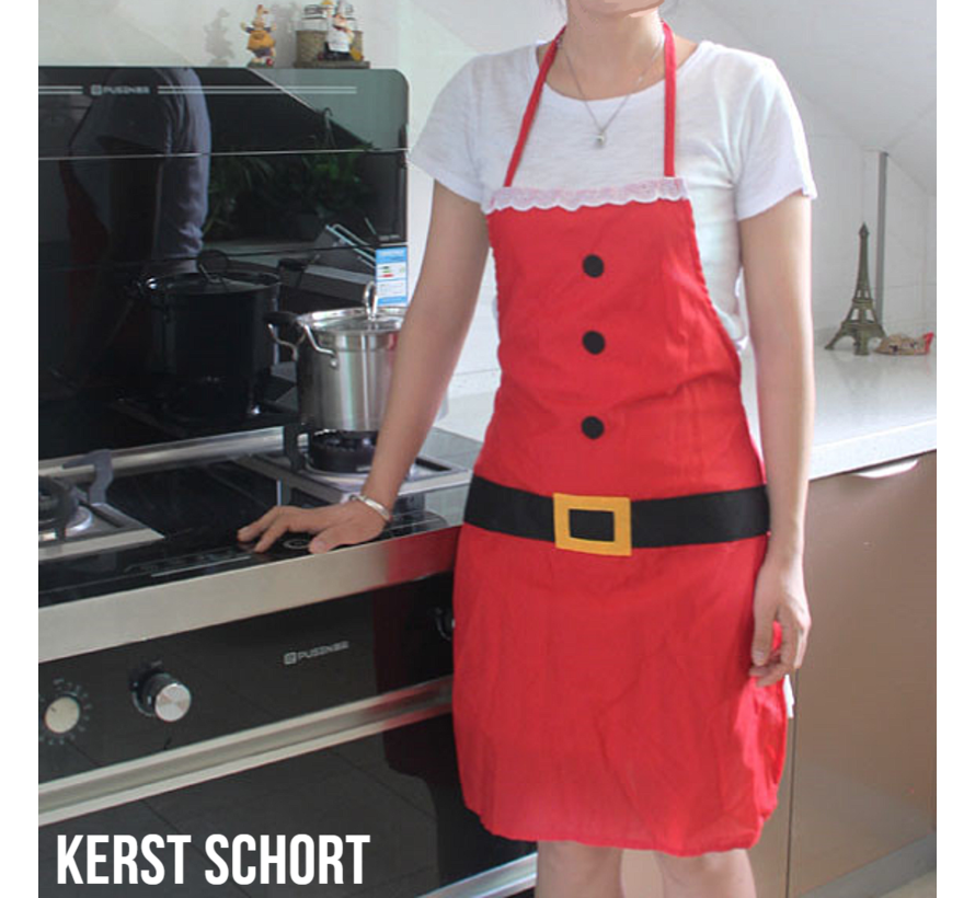 Allernieuwste® Kerst Schort Keukenschort Kerstschort Volwassenen - Rood-Wit 100 x 52 cm