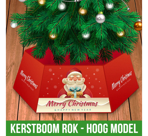 Allernieuwste.nl® Allernieuwste KerstboomROK Hoog - Rond Kerstboomkleed onder de Kerstboom - Decoratie Kerst - Rood - 6x 30x40x25cm