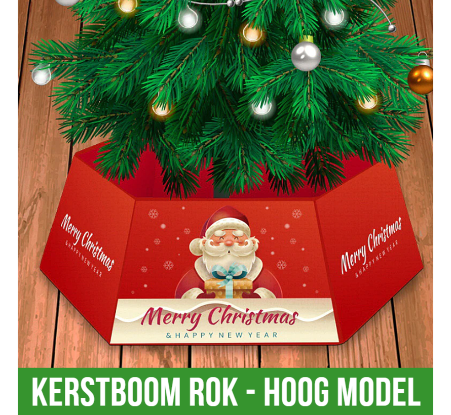 Allernieuwste KerstboomROK Hoog - Rond Kerstboomkleed onder de Kerstboom - Decoratie Kerst - Rood - 6x 30x40x25cm