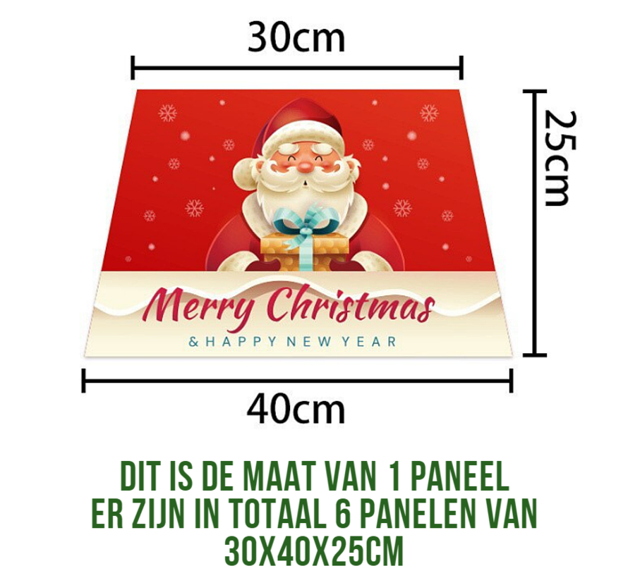 Allernieuwste KerstboomROK Hoog - Rond Kerstboomkleed onder de Kerstboom - Decoratie Kerst - Rood - 6x 30x40x25cm