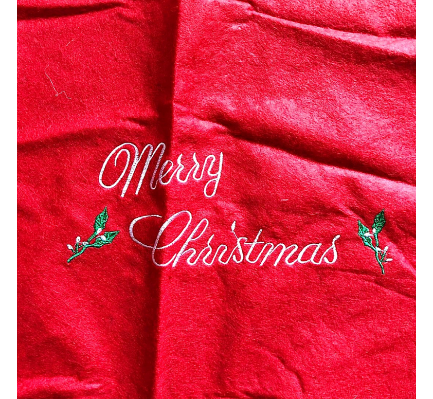 Allernieuwste KerstboomROK Geborduurd - Rond Kerstboomkleed onder de Kerstboom - Decoratie Kleed Kerst - Rood met Gouden Bies - 90 cm