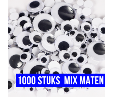 Allernieuwste.nl® 1000 Stuks Wiebelogen Mix - 4 tot 12 mm **