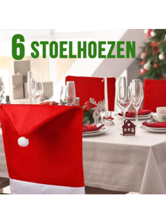 Allernieuwste.nl® 6 stuks Kerst Stoelhoezen - Rood en Wit