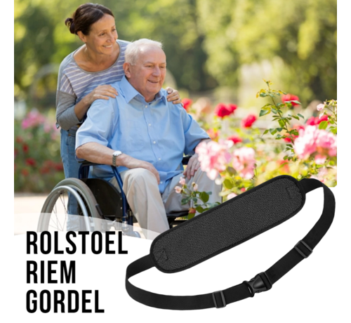 Allernieuwste.nl® Allernieuwste® Brede Luxe Rolstoelgordel - Veiligheidsriem voor Rolstoelen - Veilige Heupband voor Rolstoel Scooter Scootmobiel Riem - Zwart - 154 x 14 cm