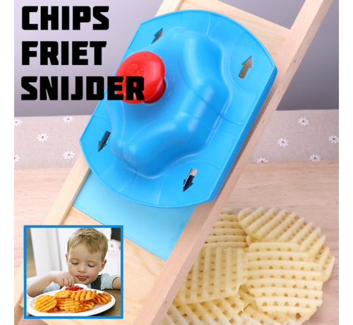 Allernieuwste.nl® Allernieuwste® Patat Chips Aardappel Snijder - Frietsnijder - Potato Slicer Frieten Snijmachine - RVS Set met Handbeschermer - 10 x 35 cm