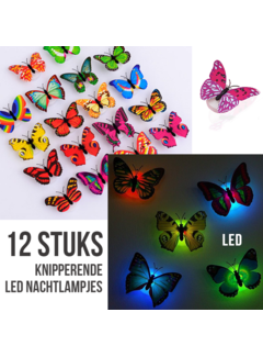 Allernieuwste.nl® 12 Stuks LED Vlinder Nachtlampjes