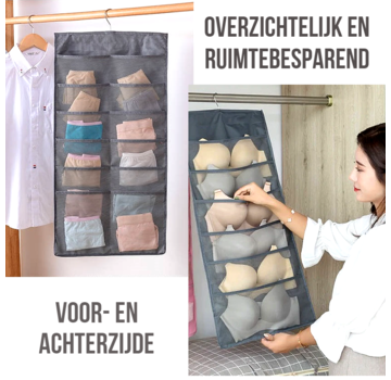 Allernieuwste.nl® Hangende BH Ondergoed Organizer - 24 Opbergvakken 2-zijdig Roze