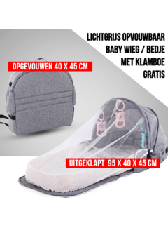 Allernieuwste.nl® Opvouwbaar Grijs Baby Bedje - 95 x 40 x 45 cm met Klamboe