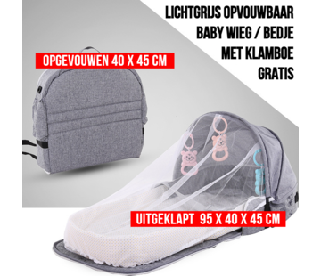 Allernieuwste.nl® Opvouwbaar Grijs Baby Bedje - 95 x 40 x 45 cm met Klamboe