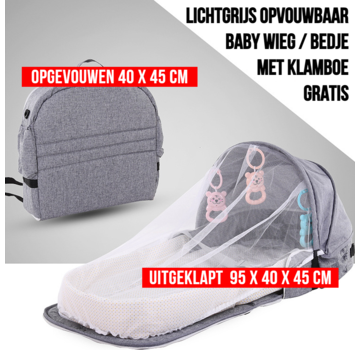 Allernieuwste.nl® Opvouwbaar Grijs Baby Bedje - 95 x 40 x 45 cm met Klamboe