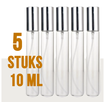 LaGloss® 5 STUKS Mini Parfum Verstuivers 10ml - Helder Glas - Zilver