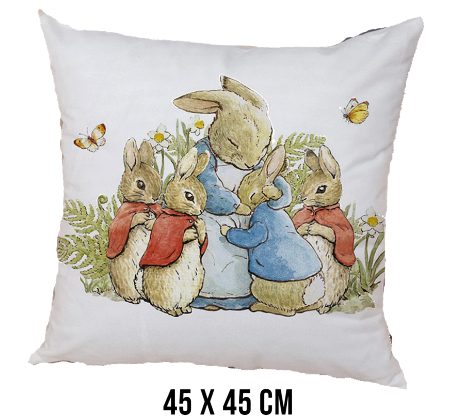 Allernieuwste® Kussen Moeder Konijn Kussenhoes Polyester Peach Skin Perzikhuid - Kinderkamer Kussenovertrek - kleur 45 x 45 cm