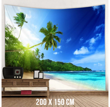 Allernieuwste.nl® Wandkleed Caribisch Strand met Palmen - 200x150cm