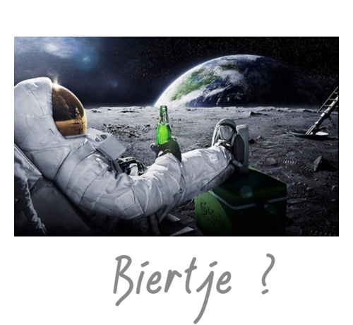 Allernieuwste.nl® Allernieuwste.nl® Canvas Schilderij Astronaut op de Maan met Biertje - kleur - 40 x 80 cm