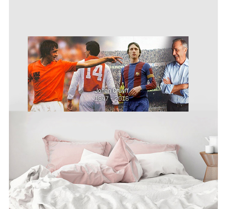 Allernieuwste.nl® Canvas Schilderij Johan Cruijff Tribute - Top-Voetballer en Trainer - Sport - Kleur - 40 x 80 cm