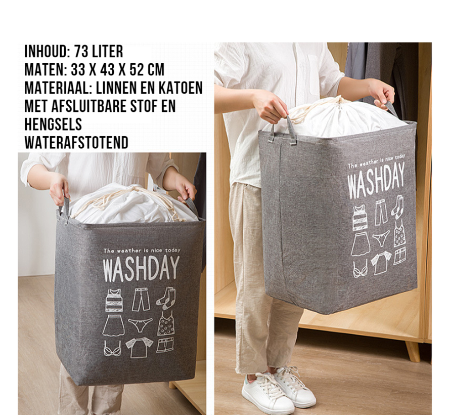 Allernieuwste Wastas Opbergtas 73 L Organizer Opbergbox Voor Wasgoed, Dekens, Kussens, Kleding, Dekbed, Speelgoed - Waszak maat 33 x 43 x 52 cm - BLAUWE Kleur