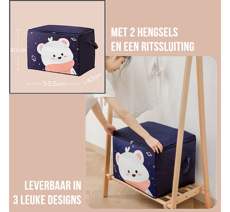 Allernieuwste Deken Opbergtas 92 L Organizer met Rits - Opbergbox Voor Dekens, Kussens, Kleding, Dekbed, Speelgoed - maat 53,5 x 43 x 40 cm - BEER