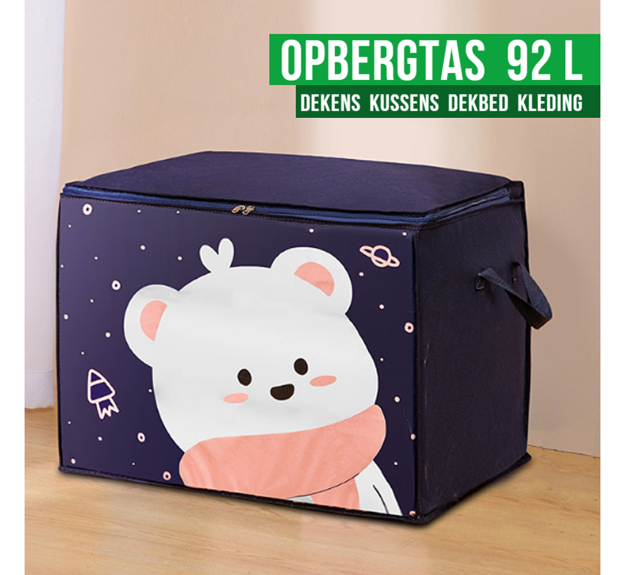 Allernieuwste Deken Opbergtas 92 L Organizer met Rits - Opbergbox Voor Dekens, Kussens, Kleding, Dekbed, Speelgoed - maat 53,5 x 43 x 40 cm - BEER