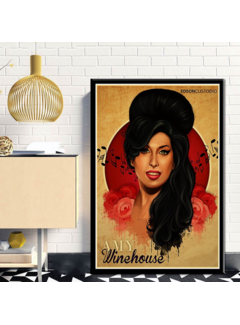 Allernieuwste.nl® Canvas Schilderij Amy Winehouse Zangeres - 50x75cm