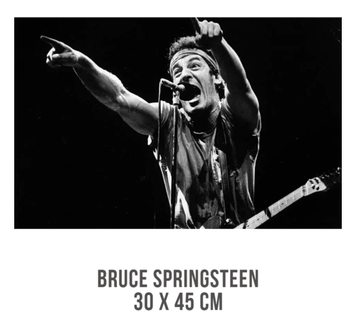 Allernieuwste.nl® Allernieuwste.nl® Canvas Schilderij Bruce Springsteen In Concert - Amerikaanse rockzanger, gitarist en singer-songwriter - Zwart Wit - 30 x 45 cm